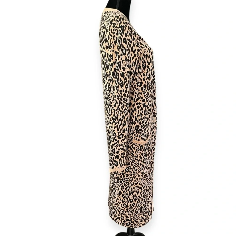 Express Open Front Cardigan Leopard Animal Print Duster Womens Large Casual cozy